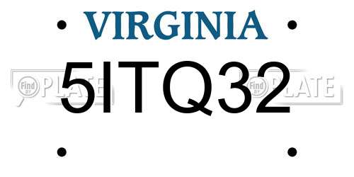 5ITQ32 Virginia License Plate