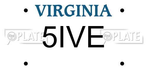 5IVE Virginia License Plate