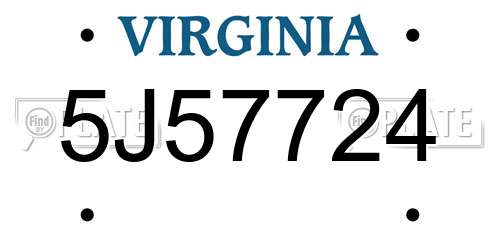 5J57724 Virginia License Plate