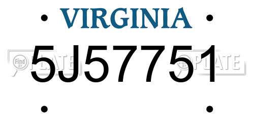 5J57751 Virginia License Plate