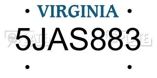 5JAS883 Virginia License Plate