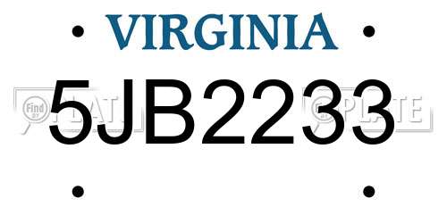 5JB2233 Virginia License Plate