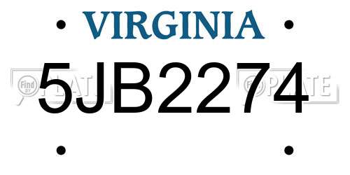 5JB2274 Virginia License Plate
