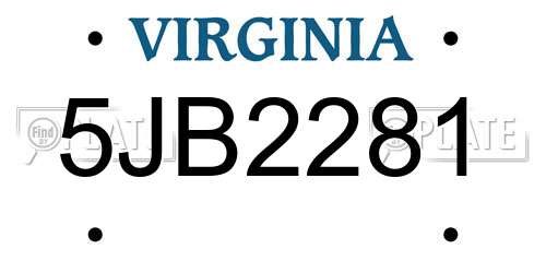 5JB2281 Virginia License Plate