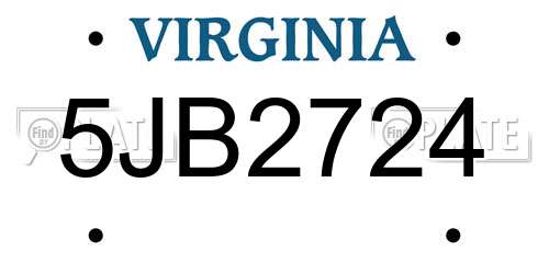 5JB2724 Virginia License Plate