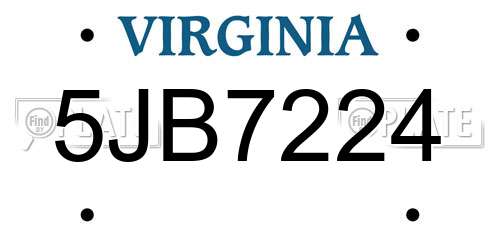5JB7224 Virginia License Plate