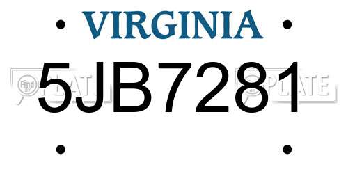 5JB7281 Virginia License Plate