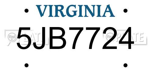 5JB7724 Virginia License Plate