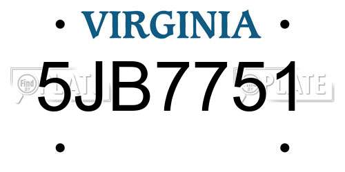 5JB7751 Virginia License Plate