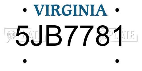 5JB7781 Virginia License Plate