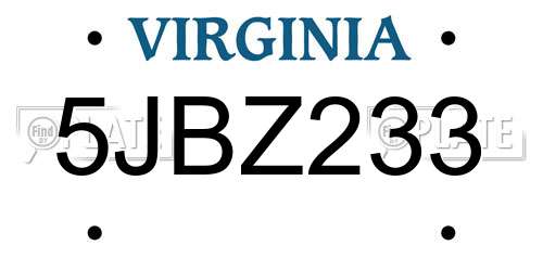 5JBZ233 Virginia License Plate