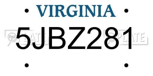 5JBZ281 Virginia License Plate