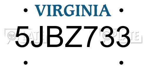 5JBZ733 Virginia License Plate