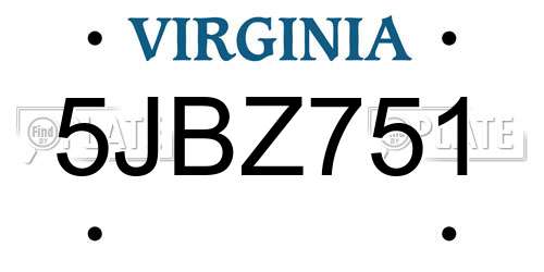 5JBZ751 Virginia License Plate