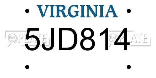 5JD814 Virginia License Plate