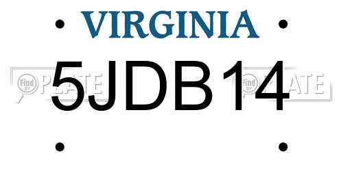 5JDB14 Virginia License Plate