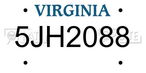 5JH2088 Virginia License Plate