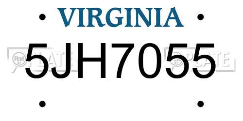5JH7055 Virginia License Plate