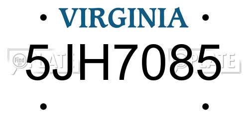 5JH7085 Virginia License Plate