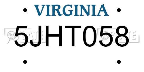 5JHT058 Virginia License Plate