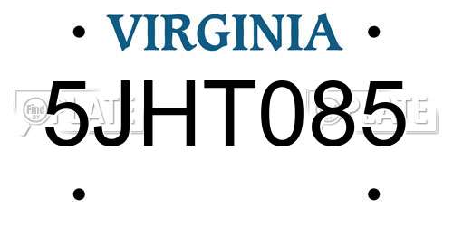 5JHT085 Virginia License Plate