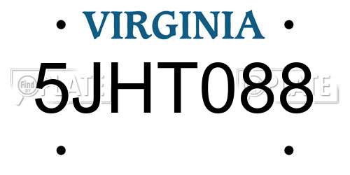 5JHT088 Virginia License Plate