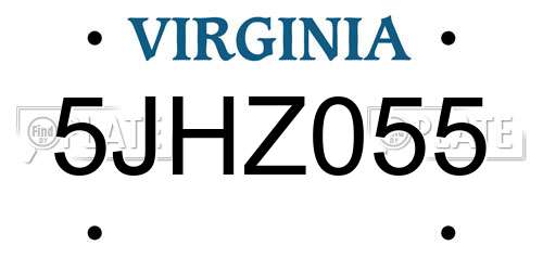 5JHZ055 Virginia License Plate