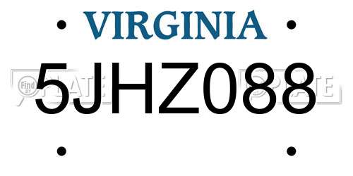 5JHZ088 Virginia License Plate