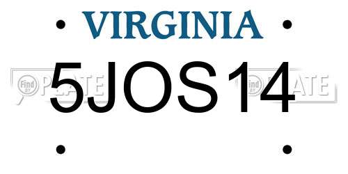 5JOS14 Virginia License Plate