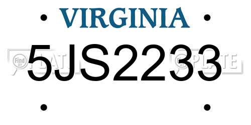 5JS2233 Virginia License Plate