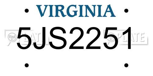 5JS2251 Virginia License Plate