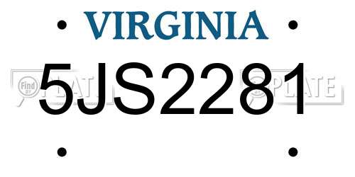 5JS2281 Virginia License Plate