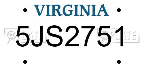 5JS2751 Virginia License Plate