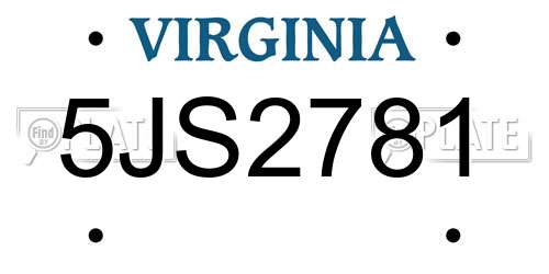 5JS2781 Virginia License Plate