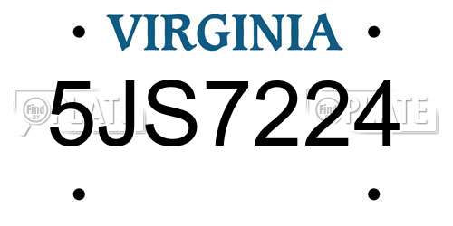5JS7224 Virginia License Plate