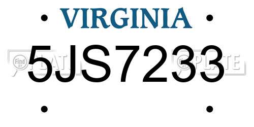 5JS7233 Virginia License Plate