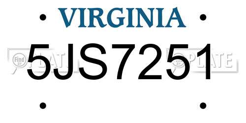 5JS7251 Virginia License Plate