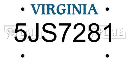 5JS7281 Virginia License Plate