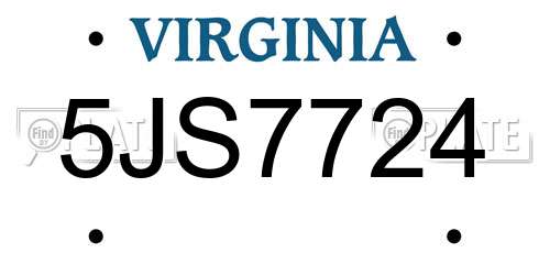 5JS7724 Virginia License Plate