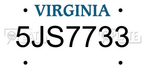 5JS7733 Virginia License Plate