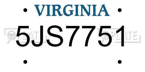 5JS7751 Virginia License Plate