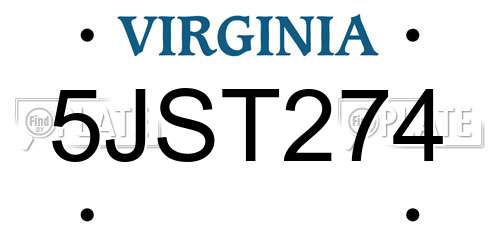 5JST274 Virginia License Plate