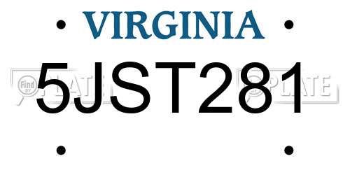 5JST281 Virginia License Plate