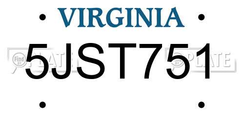 5JST751 Virginia License Plate