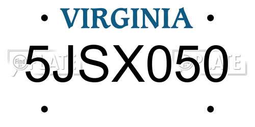 5JSX050 Virginia License Plate