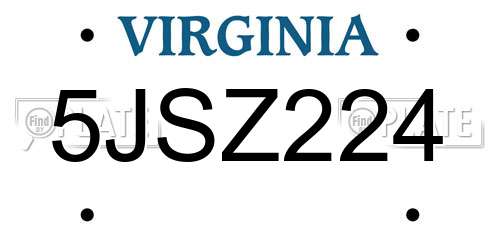 5JSZ224 Virginia License Plate