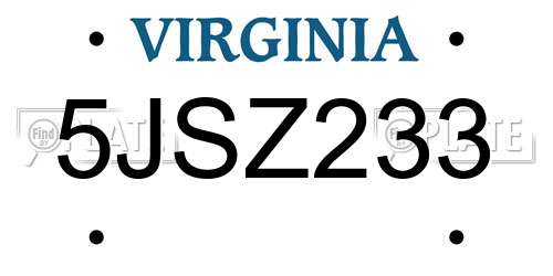5JSZ233 Virginia License Plate