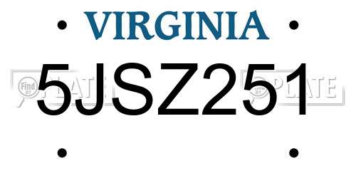 5JSZ251 Virginia License Plate