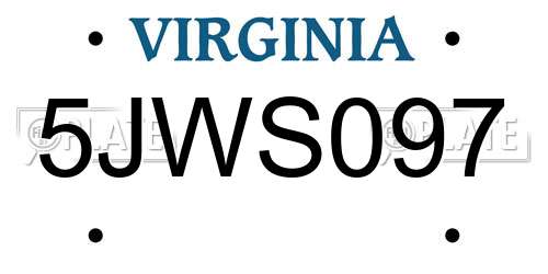 5JWS097 Virginia License Plate