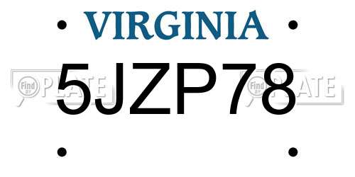 5JZP78 Virginia License Plate